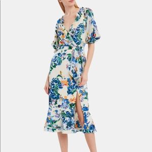 NWT SALONI Olivia Begonia Floral Print Midi Dress, size 4